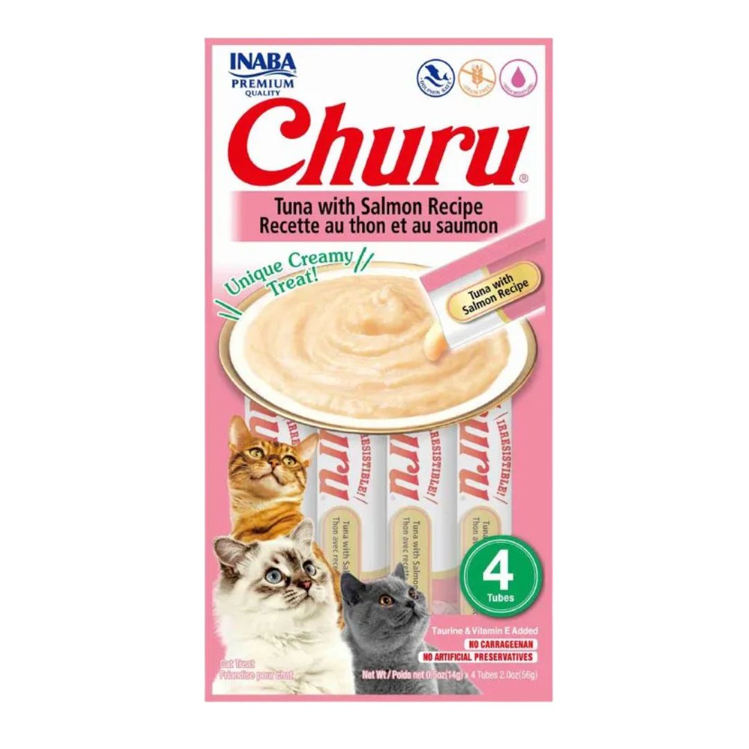 Snack Gato Churu Cremoso Atún con Salmón (Tuna With Salmon) 4 Unidades 56 gr
